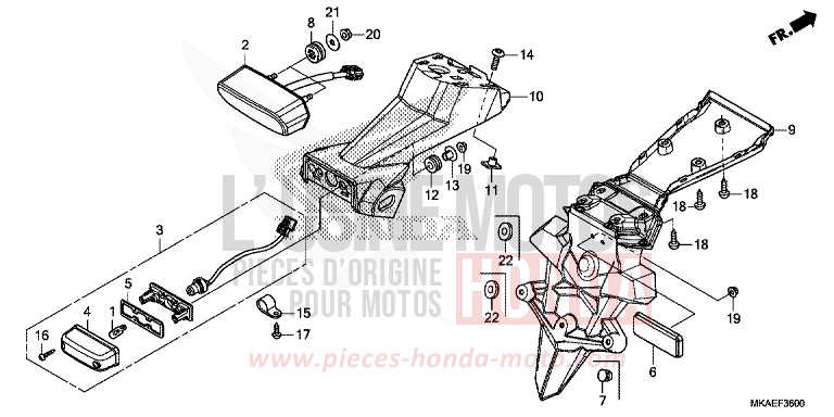 FEU ARRIERE de Integra 750 PEARL GLARE WHITE (NHB53) de 2019